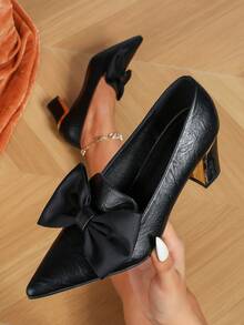 de mujeres tacón alto Zapatos con con lazo con de punta , Mocasines - Negro - Ver 3