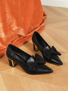 de mujeres tacón alto Zapatos con con lazo con de punta , Mocasines - Negro - Ver 4