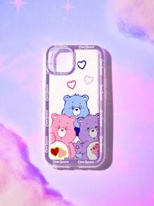 ROMWE X Care Bears 1pc Letter Cartoon Bear Pattern Silicone Phone Case Compatible With IPhone