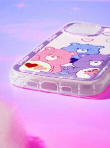 ROMWE X Care Bears 1pc Letter Cartoon Bear Pattern Silicone Phone Case Compatible With IPhone