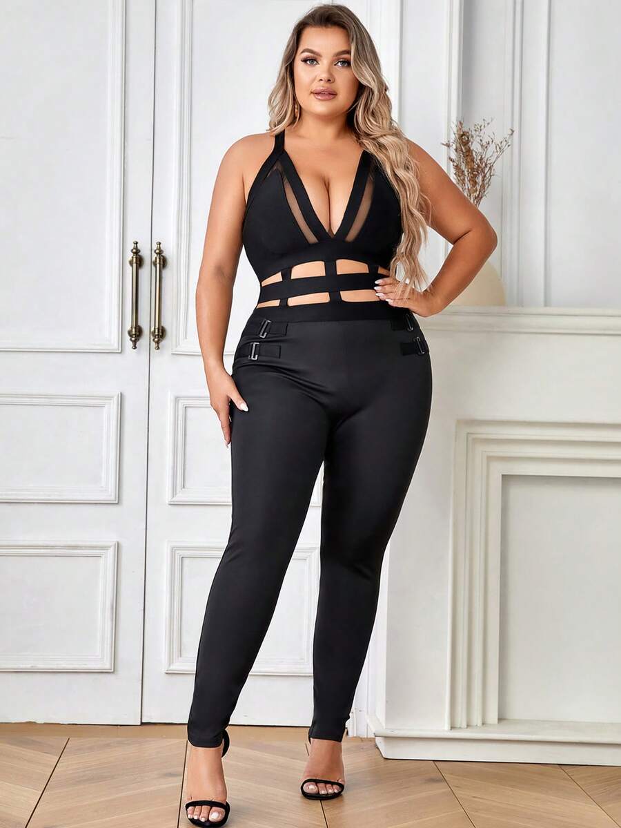 Plus Cut Out Backless Jumpsuit