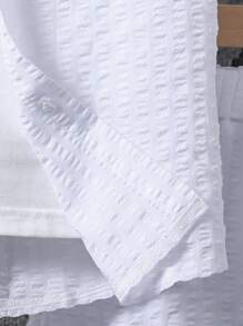 SHEIN Tween Boy Solid Button Front Shirt & Shorts Without Tee - White - View 4