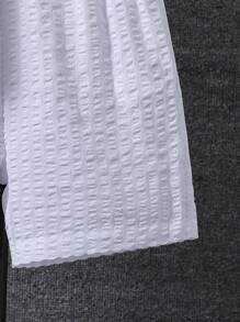 SHEIN Tween Boy Solid Button Front Shirt & Shorts Without Tee - White - View 6