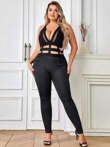 Plus Cut Out Backless Jumpsuit