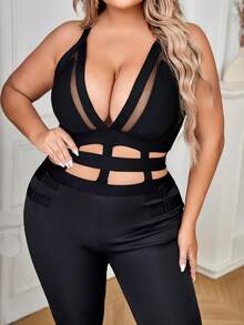 Plus Cut Out Backless Jumpsuit