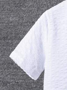 SHEIN Tween Boy Solid Button Front Shirt & Shorts Without Tee - White - View 7