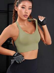 Powerista Cắt bỏ trở lại Bras thể thao - Màu xanh Ô liu - Xem 3