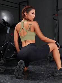 Powerista Cắt bỏ trở lại Bras thể thao - Màu xanh Ô liu - Xem 6