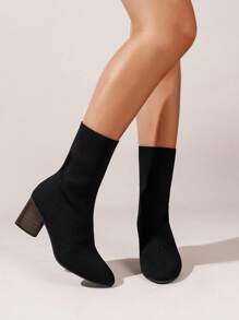 优雅女士时尚靴子，黑色、米色、卡其色，带有一系列针织装饰，细头，高跟，让您看起来更高更苗条，适合万圣节、派对、冬季假期、婚礼和其他场合