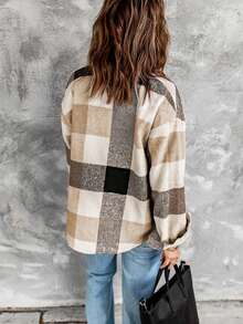 In kẻ sọc Thả vai Túi vá áo - Màu Khaki - Xem 2