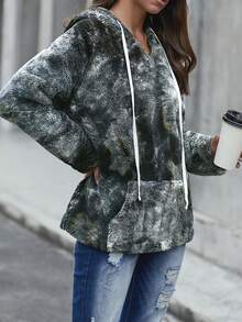 CILKOO Nhuộm buộc Túi  Dây rút Hoodie - màu đen - Xem 6