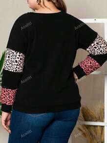 Plus Leopard Print Cut Out Tee