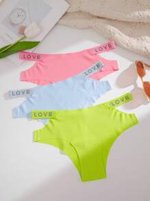3pack Letter Graphic Cut Out Waist Brief - Multicolor - View 1
