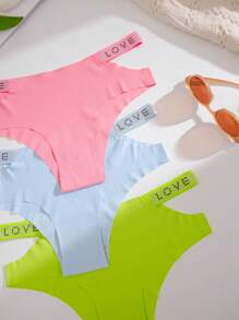 3pack Letter Graphic Cut Out Waist Brief - Multicolor - View 4