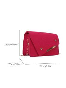 Bolsa cuadrada neón rosado con piel de serpiente en relieve con solapa con cadena - Rosa Fucsia - Ver 3