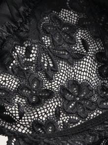 SHEIN Đồ lót liền thân hở lưng viền ren hoa hình sò điệp, phong cách Baddie - màu đen - Xem 4