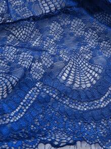 Lace Backless Plunge Teddy Bodysuit - Royal Blue - View 4