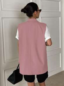 DAZY Nút đôi Túi Kép Áo khoác Vest - Hồng - Xem 4