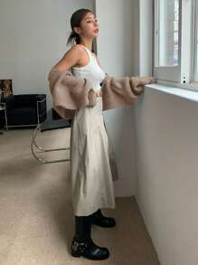 DAZY Áo len cardigan dệt kim thiết kế thường ngày - màu nâu - Xem 6