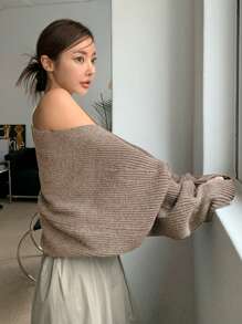 DAZY Áo len cardigan dệt kim thiết kế thường ngày - màu nâu - Xem 8