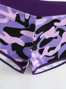 迷彩印花镂空比基尼套装，适合夏季海滩度假 - 彩色 - 查看 4