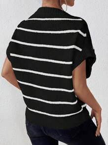 EMERY ROSE 條紋圖案蝙蝠袖針織上衣