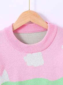 SHEIN Tween Girl Floral Pattern Drop Shoulder Sweater