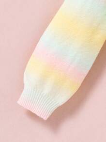 Teen Girl Ombre Twist Front Raglan Sleeve Crop Sweater - Multicolor - View 3