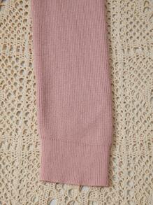 SHEIN Chica preadolescente Vestido de punto de cuello cuadrado tejido de canalé