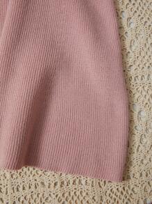 SHEIN Chica preadolescente Vestido de punto de cuello cuadrado tejido de canalé