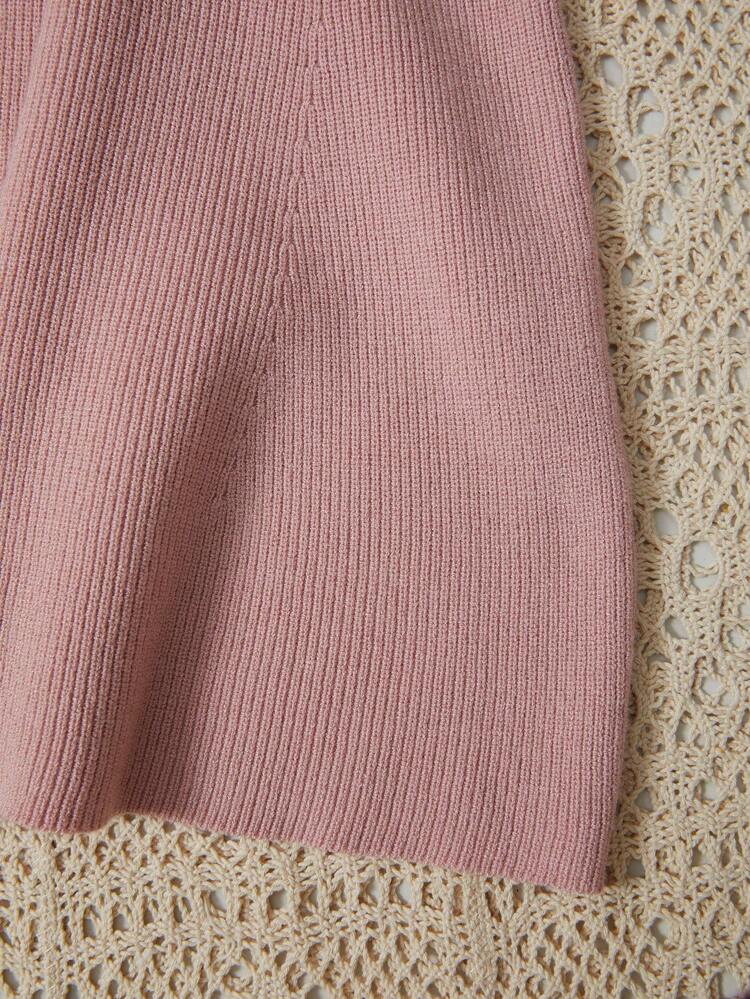 Tween Girl Square Neck Ribbed Knit Sweater Dress