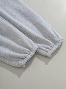 INAWLY 拉鏈開襟抽繩加絨內裏連帽衫和運動褲 - 灰色 - 查看 10