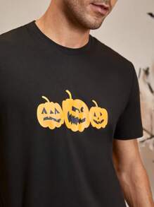 Men Halloween Pumpkin Print PJ Set - Multicolor - View 6