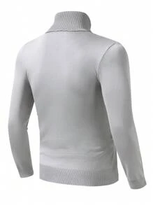 Manfinity Homme Nam Chất rắn Áo cao cổ Áo len - Màu Xám nhạt - Xem 2