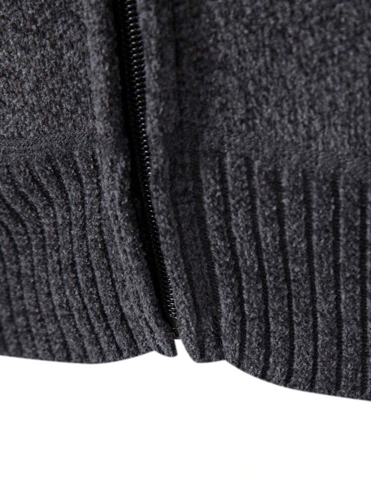 Manfinity Homme גברים הדפס פסים מחולק לצבעים ריפוד תרמי רוכסן קרדיגנים - ריבוי צבעים - ראה 3