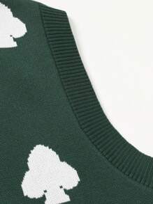 Manfinity EMRG Nam Đồ họa Cổ v Áo len vest - Màu xanh lá cây đậm - Xem 4