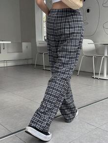 DAZY Plaid Print Slant Pocket Trousers - Multicolor - View 2