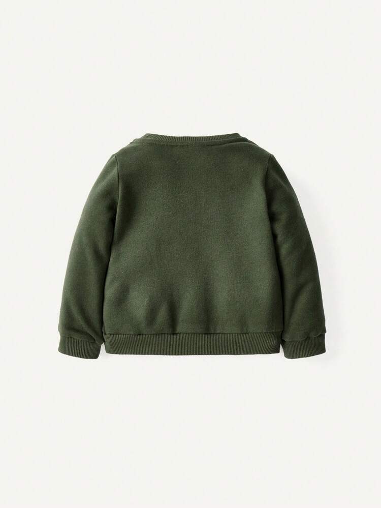 Baby Boy Cartoon Animal Printed Round Neck Pullover Sweatshirt And Pants Set