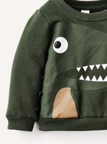 Cozy Pixies Baby Boy Cartoon Animal Printed Round Neck Pullover Sweatshirt And Pants Set