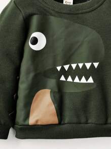 Cozy Pixies Baby Boy Cartoon Animal Printed Round Neck Pullover Sweatshirt And Pants Set