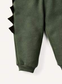 Cozy Pixies Baby Boy Cartoon Animal Printed Round Neck Pullover Sweatshirt And Pants Set