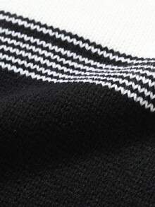 Manfinity Hypemode Nam Khối màu Thả vai Áo len - Đen và trắng - Xem 6