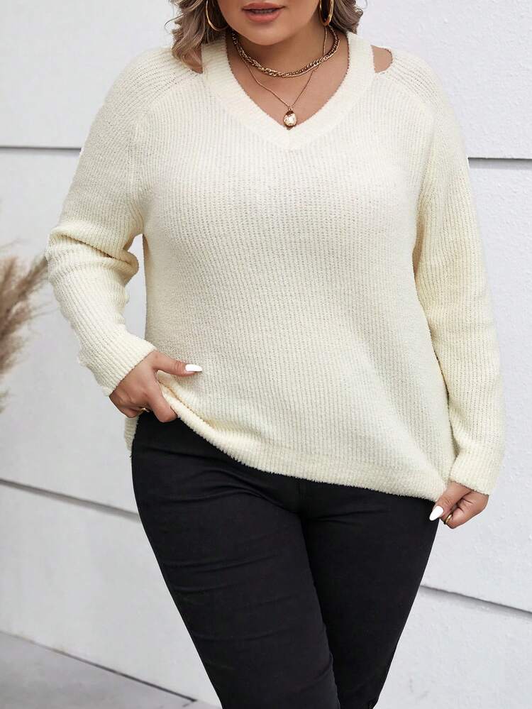 Plus Cut Out Raglan Sleeve Sweater