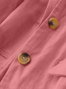 SHEIN LUNE Plus Lapel Neck Single Breasted Blazer - Watermelon Pink - View 4