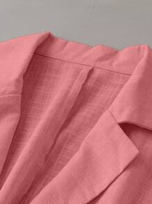 SHEIN LUNE Plus Lapel Neck Single Breasted Blazer - Watermelon Pink - View 5