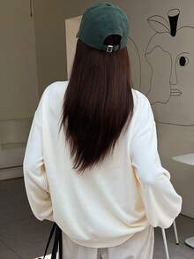 DAZY In cây dừa Thả vai Nút phía trước áo - Màu be - Xem 7