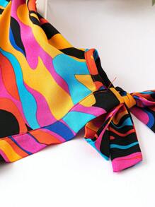 Breezaya Hơn In Toàn bộ Knot Cuff Đầm - Nhiều màu - Xem 4