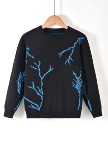 男大童閃電圖案套頭毛衣 - 黑色 - 查看 1