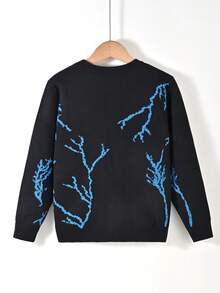 男大童閃電圖案套頭毛衣 - 黑色 - 查看 2