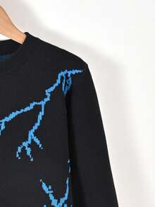 男大童閃電圖案套頭毛衣 - 黑色 - 查看 5